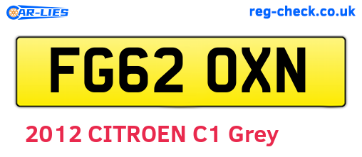 FG62OXN are the vehicle registration plates.
