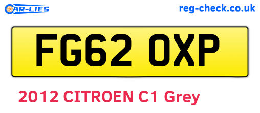 FG62OXP are the vehicle registration plates.