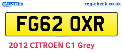 FG62OXR are the vehicle registration plates.
