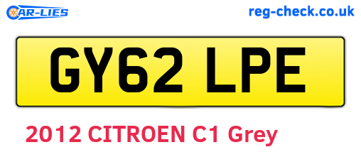 GY62LPE are the vehicle registration plates.