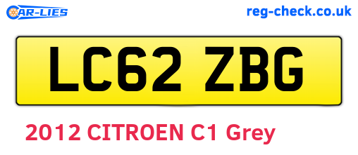 LC62ZBG are the vehicle registration plates.
