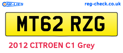 MT62RZG are the vehicle registration plates.