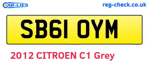 SB61OYM are the vehicle registration plates.