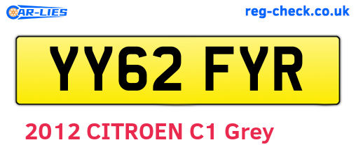 YY62FYR are the vehicle registration plates.