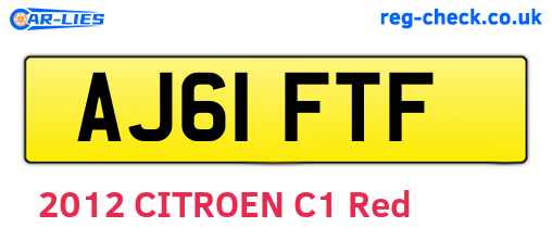 AJ61FTF are the vehicle registration plates.
