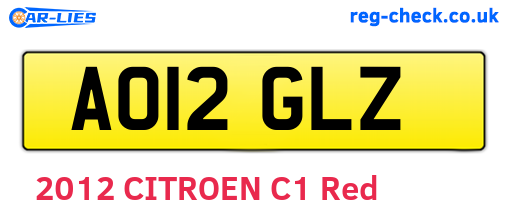 AO12GLZ are the vehicle registration plates.