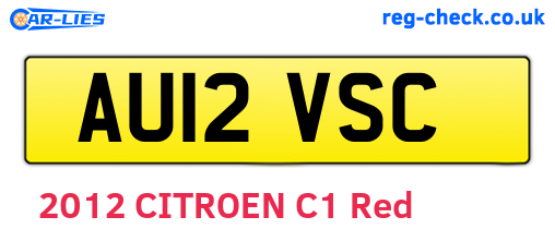 AU12VSC are the vehicle registration plates.