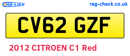 CV62GZF are the vehicle registration plates.