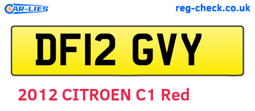 DF12GVY are the vehicle registration plates.