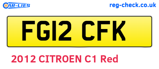 FG12CFK are the vehicle registration plates.