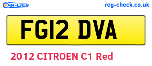FG12DVA are the vehicle registration plates.