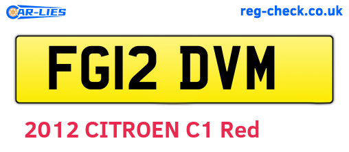 FG12DVM are the vehicle registration plates.