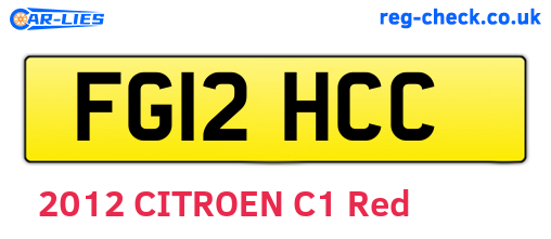 FG12HCC are the vehicle registration plates.