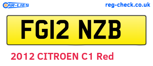 FG12NZB are the vehicle registration plates.