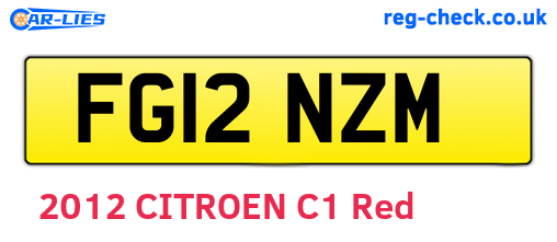 FG12NZM are the vehicle registration plates.
