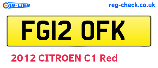 FG12OFK are the vehicle registration plates.