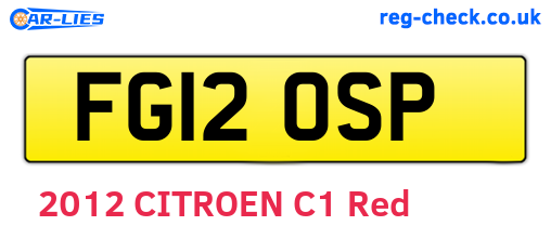 FG12OSP are the vehicle registration plates.
