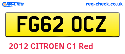 FG62OCZ are the vehicle registration plates.