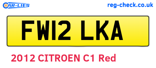 FW12LKA are the vehicle registration plates.