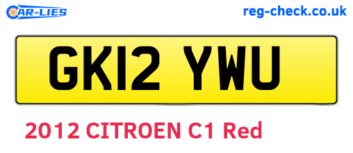 GK12YWU are the vehicle registration plates.