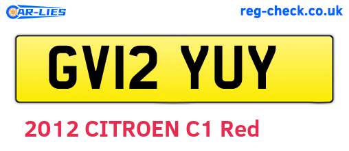 GV12YUY are the vehicle registration plates.