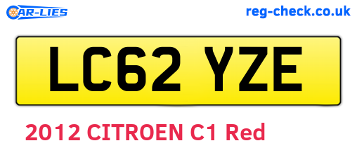 LC62YZE are the vehicle registration plates.