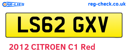 LS62GXV are the vehicle registration plates.