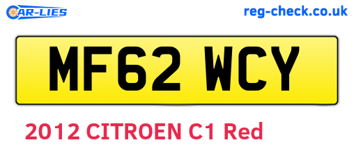 MF62WCY are the vehicle registration plates.