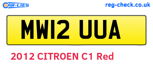 MW12UUA are the vehicle registration plates.