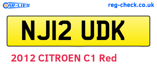 NJ12UDK are the vehicle registration plates.