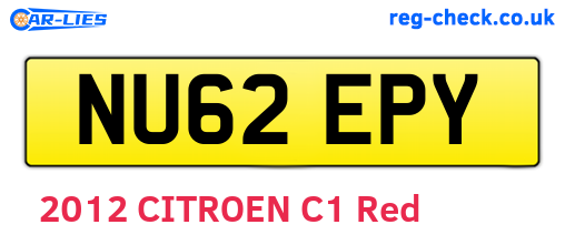 NU62EPY are the vehicle registration plates.