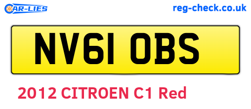 NV61OBS are the vehicle registration plates.