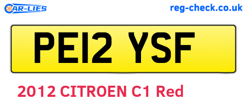 PE12YSF are the vehicle registration plates.