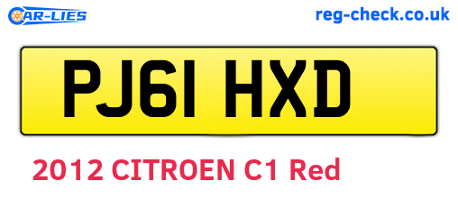 PJ61HXD are the vehicle registration plates.