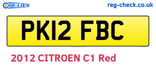 PK12FBC are the vehicle registration plates.