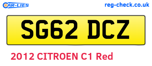 SG62DCZ are the vehicle registration plates.