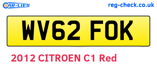 WV62FOK are the vehicle registration plates.