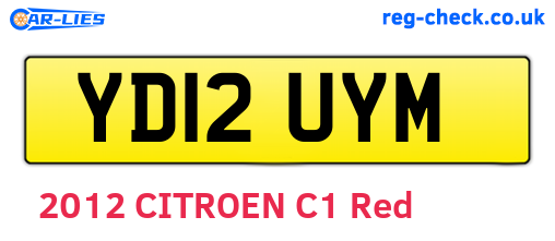YD12UYM are the vehicle registration plates.