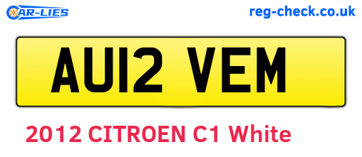 AU12VEM are the vehicle registration plates.