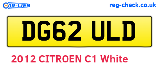 DG62ULD are the vehicle registration plates.