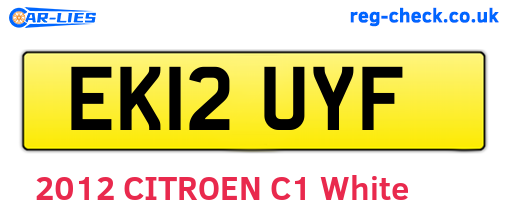 EK12UYF are the vehicle registration plates.