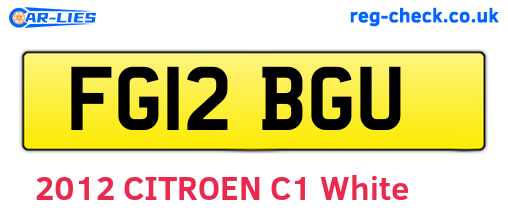 FG12BGU are the vehicle registration plates.