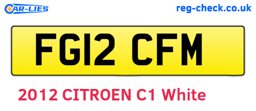 FG12CFM are the vehicle registration plates.