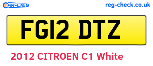 FG12DTZ are the vehicle registration plates.