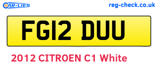 FG12DUU are the vehicle registration plates.
