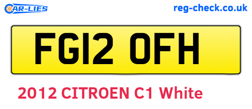 FG12OFH are the vehicle registration plates.