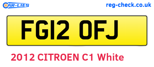 FG12OFJ are the vehicle registration plates.