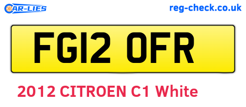 FG12OFR are the vehicle registration plates.