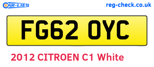 FG62OYC are the vehicle registration plates.