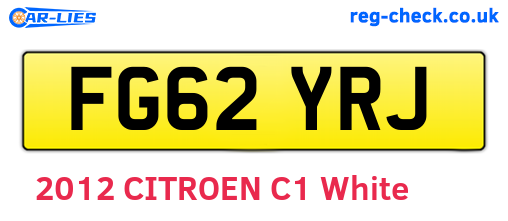 FG62YRJ are the vehicle registration plates.